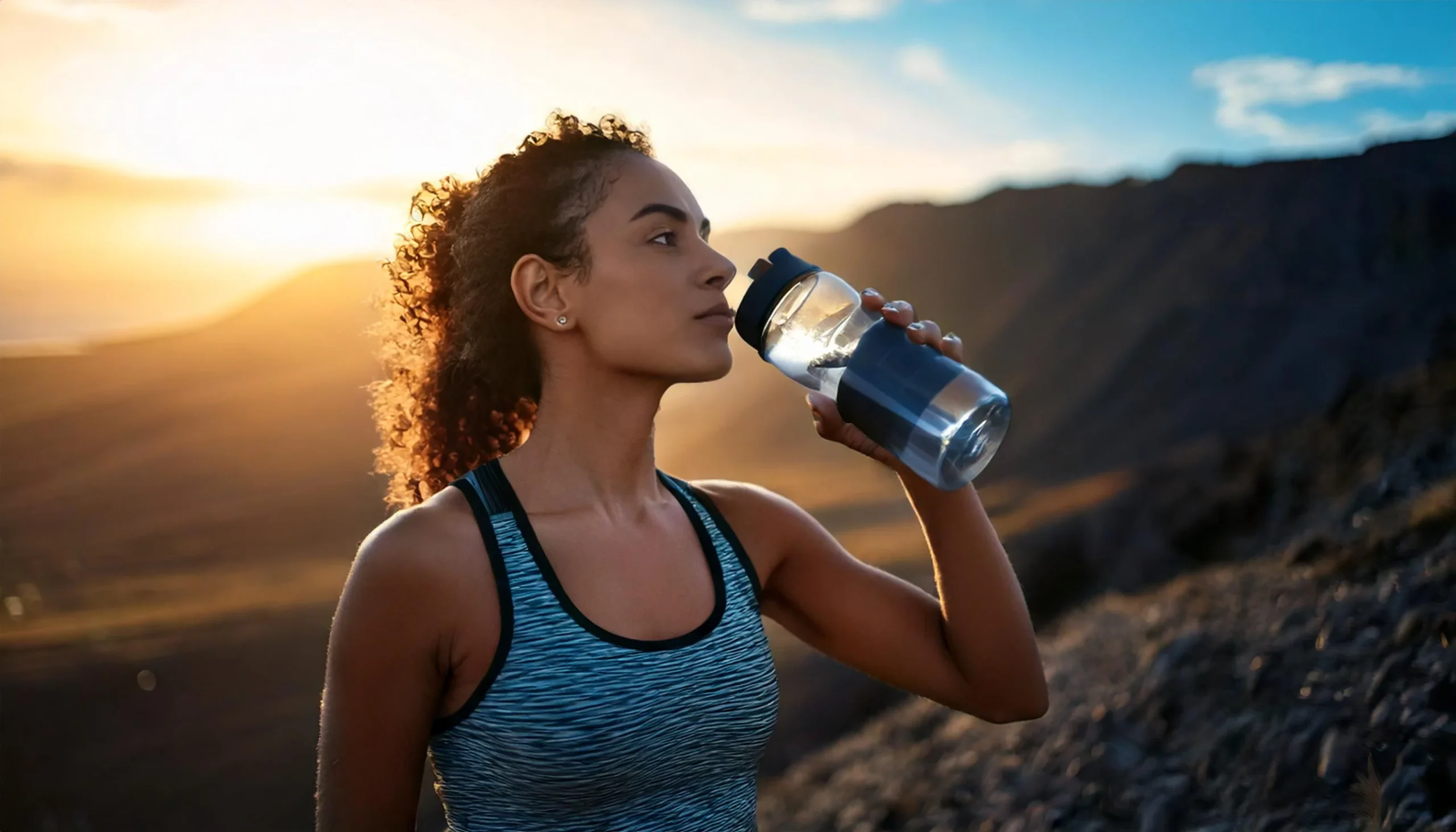 Deportista hidratándose durante la actividad física para mejorar su rendimiento