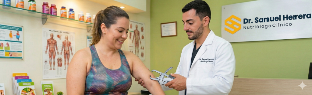 Dr Samuel herrera evaluando una paciente en consulta.